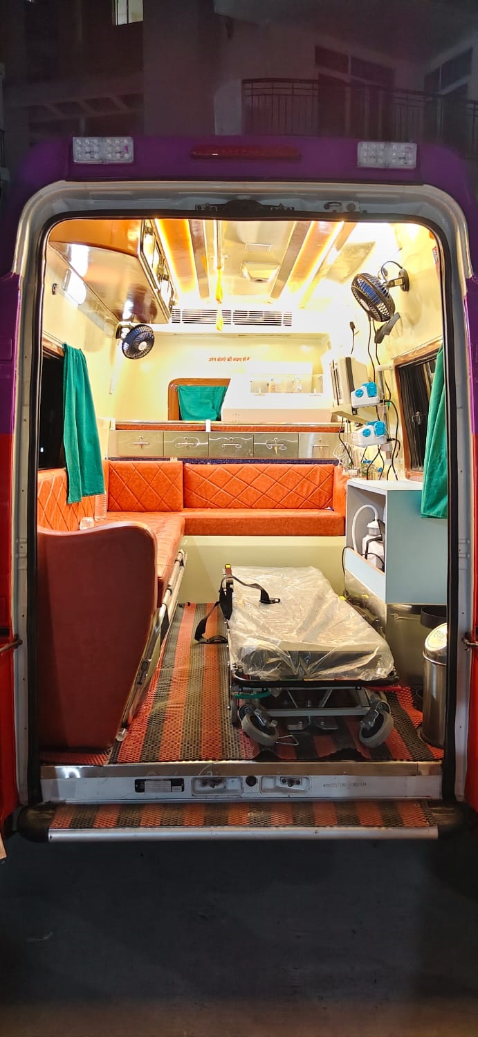 Wide interior view of Trivedi ambulance